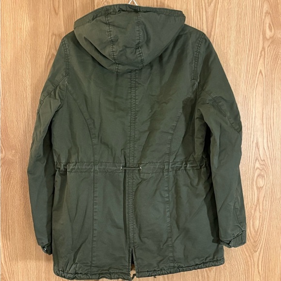 H&M Olive Sherpa Fleece Lined Hooded Utility Jacket - Picture 2 of 7